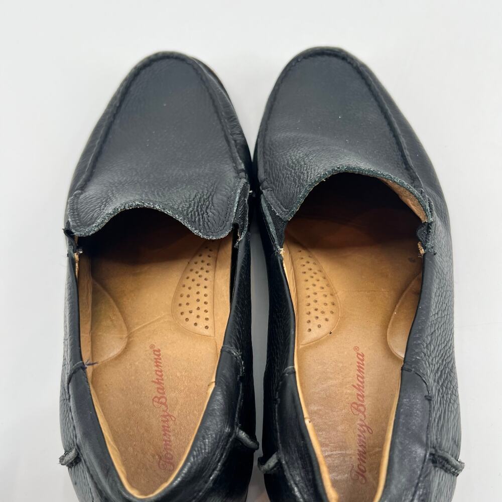 Tommy Bahama Black Leather Men's Slip-On Loafers faxon round toe size 10.5 - Picture 3 of 9